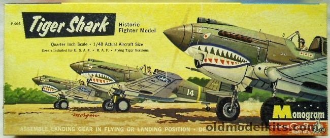 Monogram 1/48 Curtiss P-40B Tiger Shark (Warhawk) - USAAF / RAF / Chinese AVG Flying Tigers - Four Star Issue, PA96-98 plastic model kit
